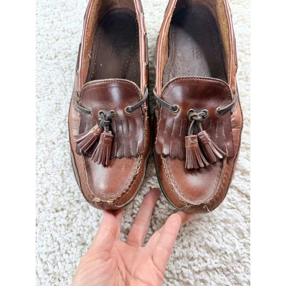 G.H. Bass Boat Shoes Mens 10.5 Brown Leather Tassel Kiltie Loafers Moccasin